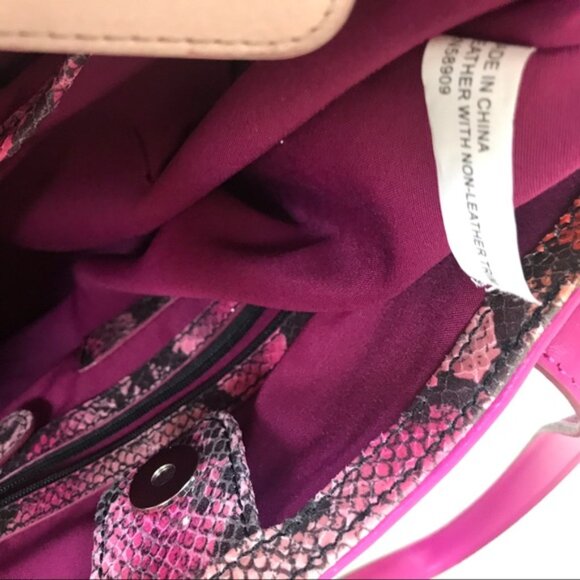 Kate Landry NEW Leather Snake Animal Print Tote Bag Shoulder Satchel FOB Pink - Picture 11 of 16